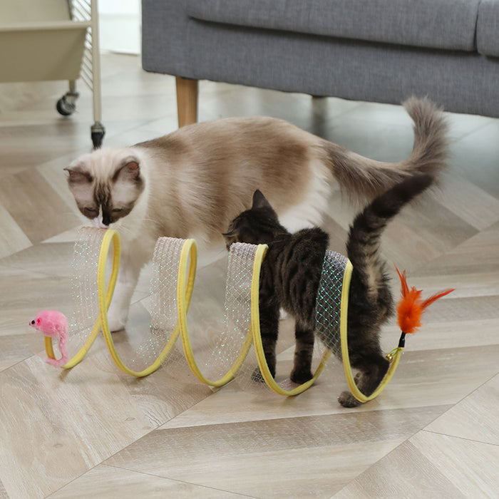 Cat Pets Toys Mouse Shape Balls Foldable Cat Kitten Play Tunnel Funny Cat Stick Mouse Supplies Simulation Mouse Pet