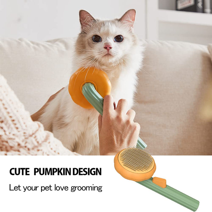 Pet Pumpkin Brush, Pet Grooming Self Cleaning Slicker Brush For Dogs Cats Puppy Rabbit, Cat Brush Grooming Gently