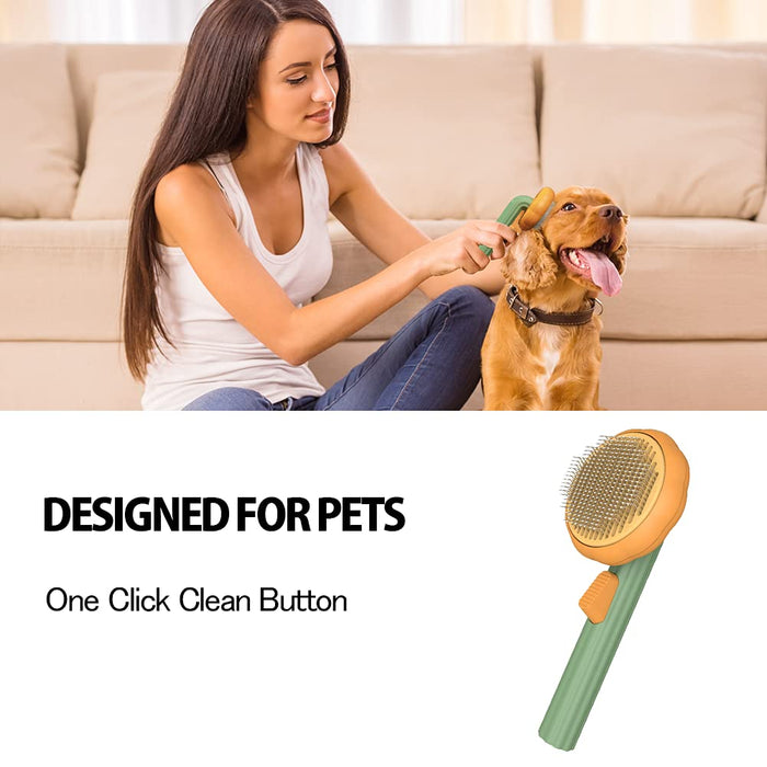 Pet Pumpkin Brush, Pet Grooming Self Cleaning Slicker Brush For Dogs Cats Puppy Rabbit, Cat Brush Grooming Gently