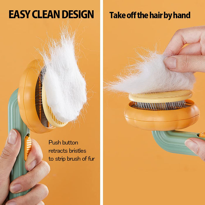 Pet Pumpkin Brush, Pet Grooming Self Cleaning Slicker Brush For Dogs Cats Puppy Rabbit, Cat Brush Grooming Gently