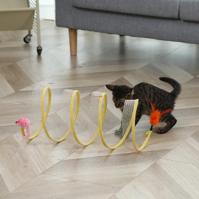 Cat Pets Toys Mouse Shape Balls Foldable Cat Kitten Play Tunnel Funny Cat Stick Mouse Supplies Simulation Mouse Pet