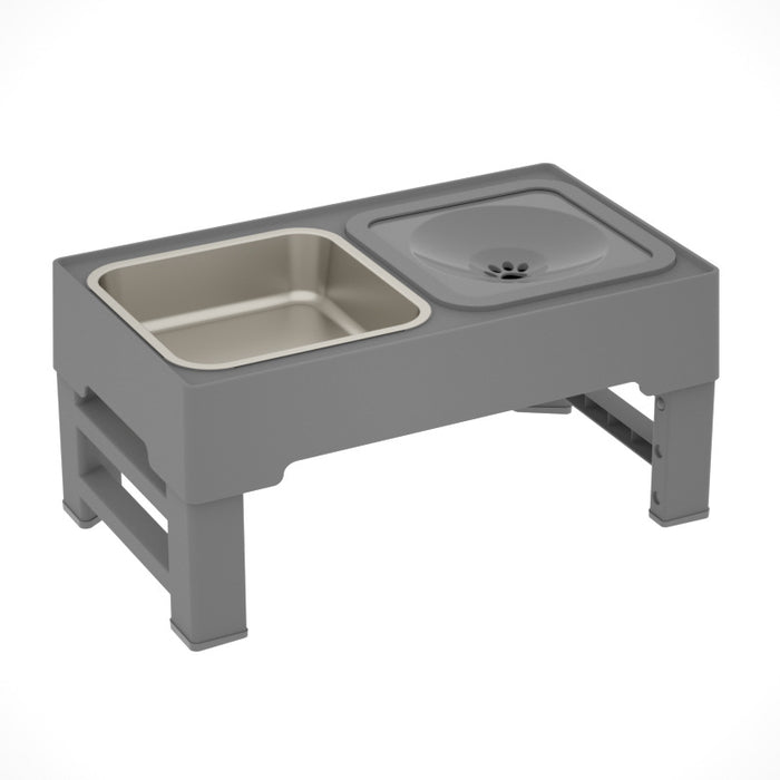 Dog Double Bowls Stainless Stand Adjustable Height Pets Feeding Dish Bowl Big Dog Elevated Food Water Feeders For Dogs