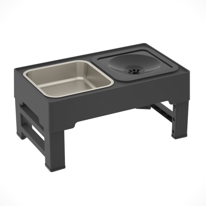 Dog Double Bowls Stainless Stand Adjustable Height Pets Feeding Dish Bowl Big Dog Elevated Food Water Feeders For Dogs
