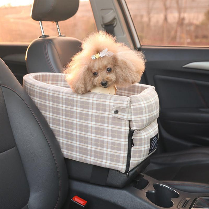 Portable Pet Dog Car Seat Central Control Nonslip Dog Carriers Safe Car Armrest Box Booster Kennel Bed For Small Cat