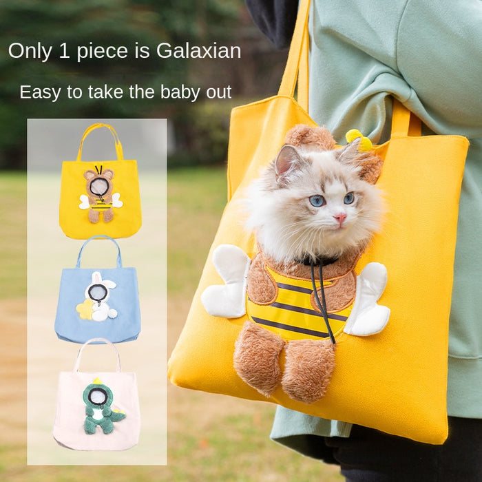 Little Bee Design Cat Dog Carrier Bags Portable Breathable Bag Soft Pet Carriers With Safety Zippers Outgoing Travel