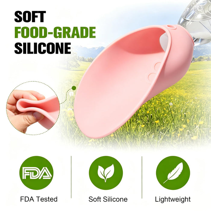Portable Dog Water Bottle Attachment, Slip-On Pet Water Bowl For Walks Silicone Dog Drink Dispenser, Fits Standard