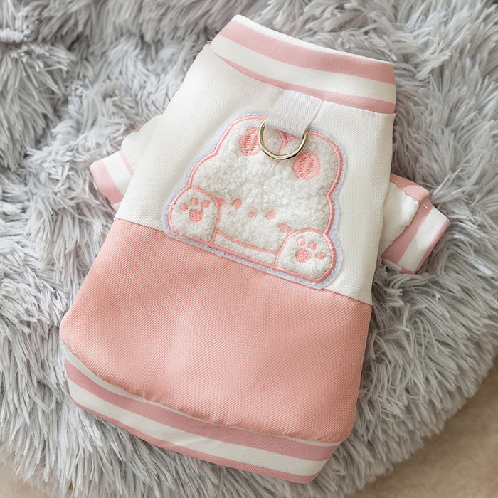 Winter Thickened Dog Clothes, Bear Baseball Jackets, Towing Cotton-padded Clothes, Autumn And Winter Warm Clothing For