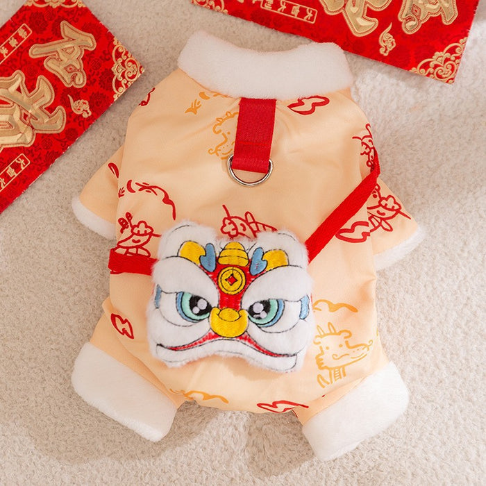 Autumn And Winter Dog New Year's Festive Tang Suits, Cat New Year's Clothing, Teddy Warm Four-legged Cotton Jackets,