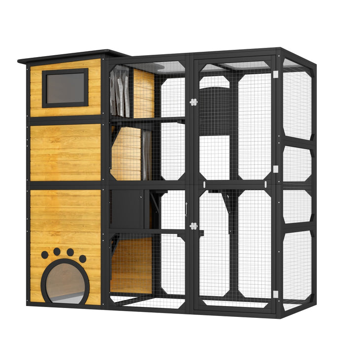GO Large Cat Catio 4 Tiers Cat Enclosure For Outdoor, Cat House Weatherproof Attached To Window For Multiple Cats With