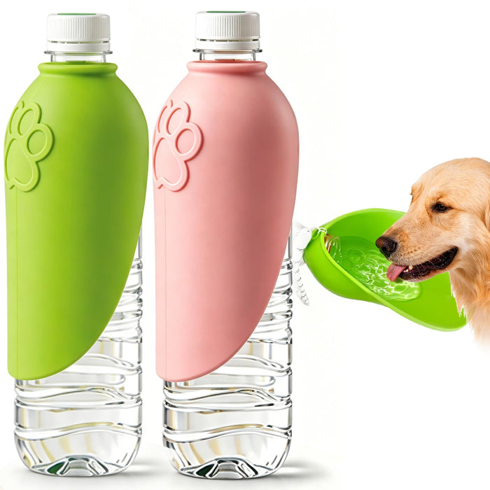 Portable Dog Water Bottle Attachment, Slip-On Pet Water Bowl For Walks Silicone Dog Drink Dispenser, Fits Standard