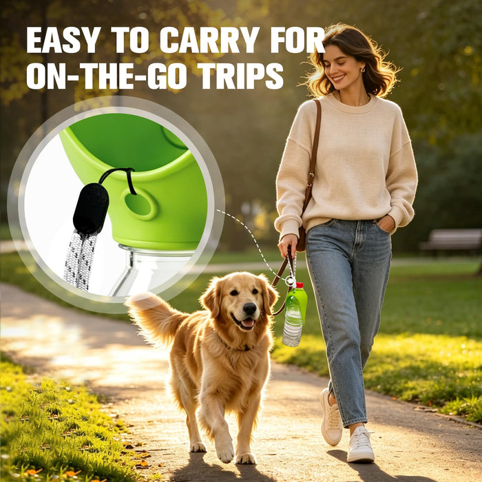 Portable Dog Water Bottle Attachment, Slip-On Pet Water Bowl For Walks Silicone Dog Drink Dispenser, Fits Standard